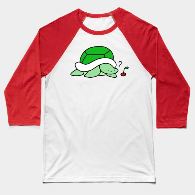 Confused Cherry Turtle Baseball T-Shirt by saradaboru